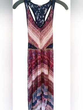 Ecote High Low Bohemian Maxi Dress Size XS 100% Rayon